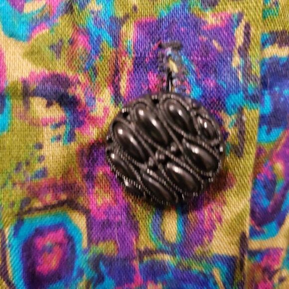 Vintage Betty & Shelia Abstract Warm Tone Peplum Hem Top 80's/90's - Picture 8 of 16